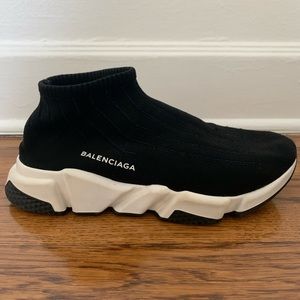 RARE Balenciaga Speed Runner Black w/ Blue Stripe